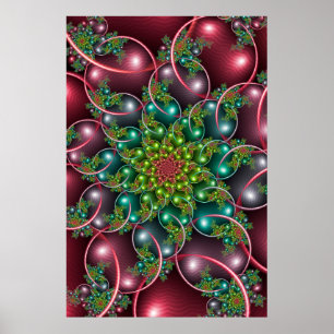 Póster Espirales florales de Borgoña