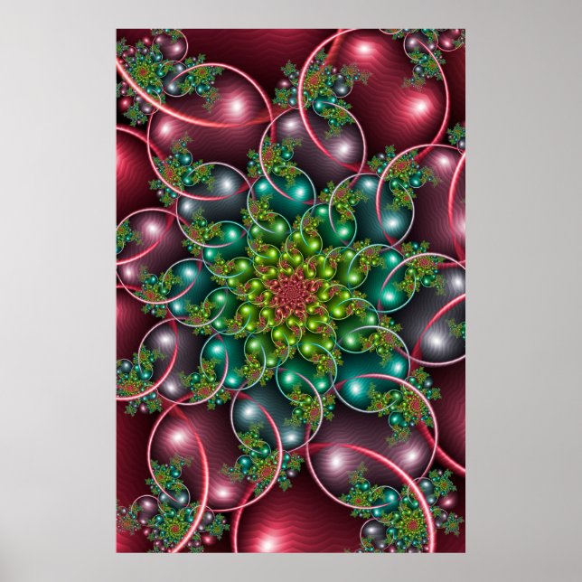 Póster Espirales florales de Borgoña (Frente)