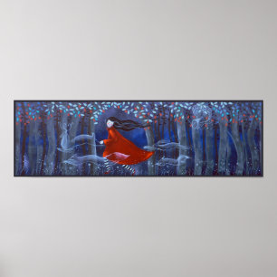 Póster Espíritu animal de mujer y bosque.