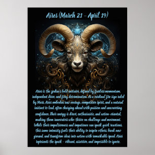 Póster Espíritu Ardiente de Aries con Ilustración de Carn