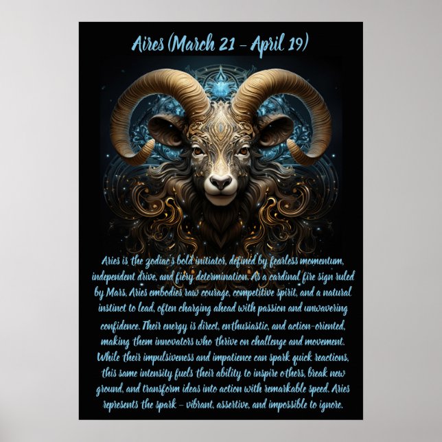 Póster Espíritu Ardiente de Aries con Ilustración de Carn (Frente)
