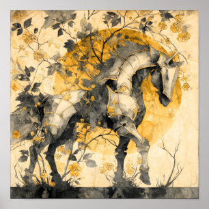 Póster Espíritu botánico vintage Caballo Blanco Flores Vi