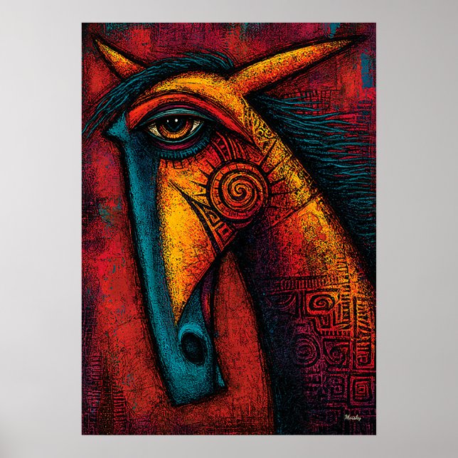 Póster Espíritu de Caballo Primal – Pared Abstracta Expre (Frente)