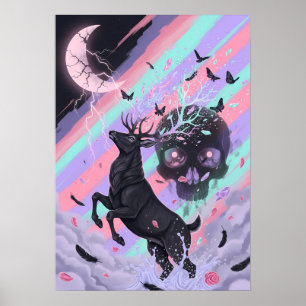 Póster Espíritu de Ciervo Místico Pastel Goth