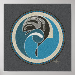 Póster Espíritu de fondo gris de peces