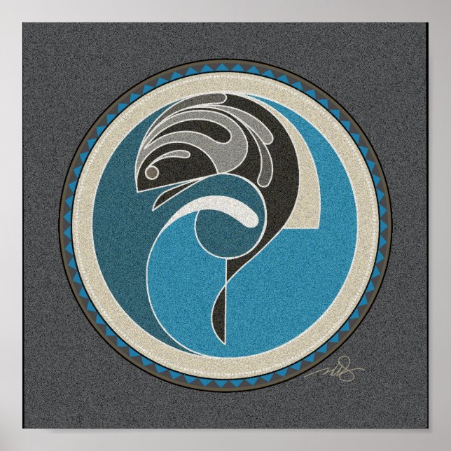 Póster Espíritu de fondo gris de peces (Frente)