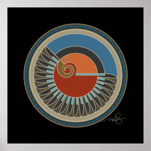 Póster Espíritu de fondo negro águila