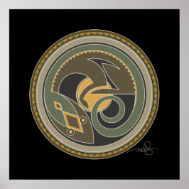 Póster Espíritu de fondo negro lagarto