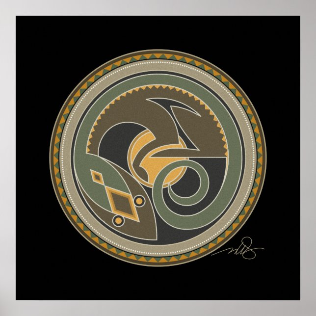 Póster Espíritu de fondo negro lagarto (Frente)