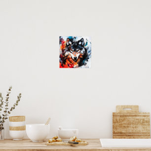 Póster Espíritu de lobo salvaje abstracto