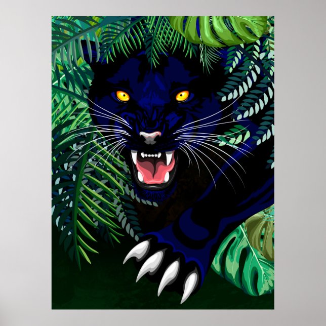 Póster Espíritu de pantera negra de la jungla (Frente)