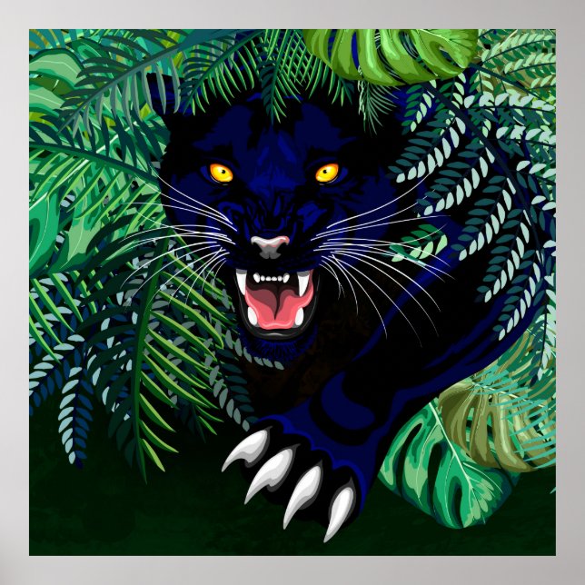 Póster Espíritu de pantera negra de la jungla (Frente)