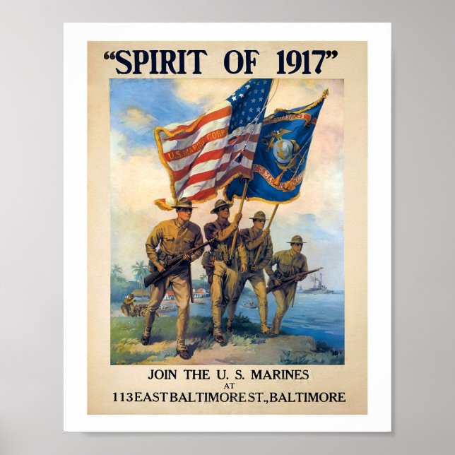 Póster Espíritu de reclutamiento marino del Poster de 191 (Frente)