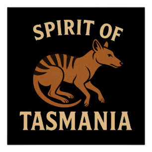 Póster Espíritu de Tasmania - Tipografía de tilacino vint