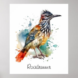 Póster Espíritu del Desierto, Correcaminos en acuarela pe