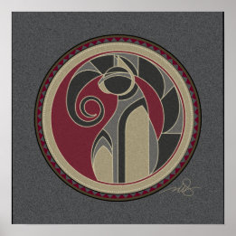 Póster Espíritu del fondo gris del gato