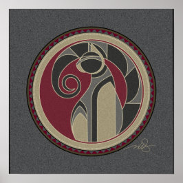 Póster Espíritu del fondo gris del gato