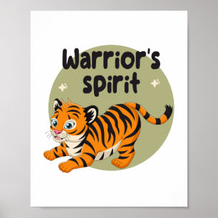 Póster Espíritu guerrero Kawaii lindo naranja de tigre be