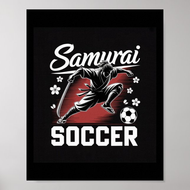 Póster Espíritu guerrero samurái fútbol Katana pie  (Frente)