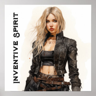 Póster Espíritu inventivo Steampunk Joven Mujer