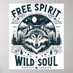 Póster Espíritu libre, alma salvaje - La llamada del lobo