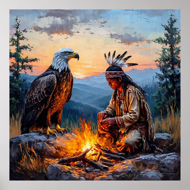 Póster Espíritu Nativo Americano Poderosa Libertad Decora (Frente)