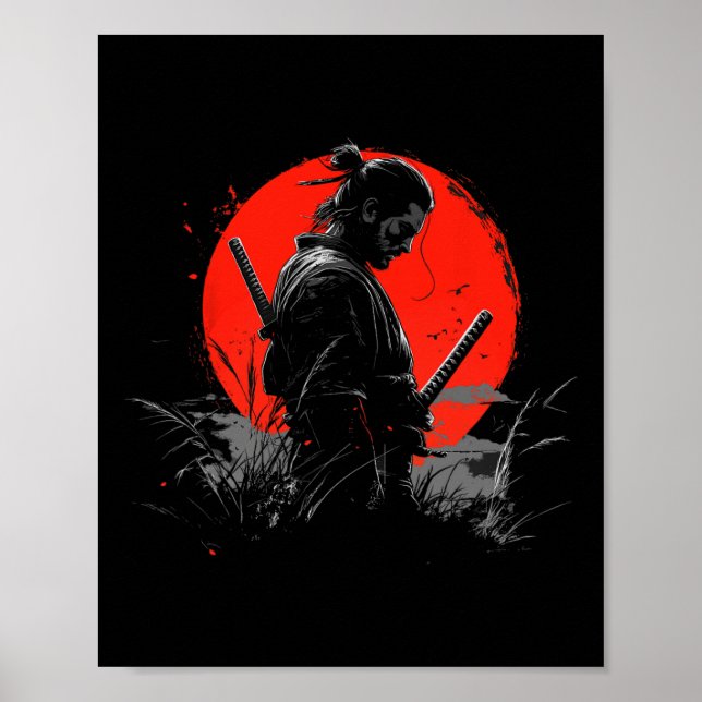 Póster Espíritu samurai gráfico de guerrero moderno (Frente)