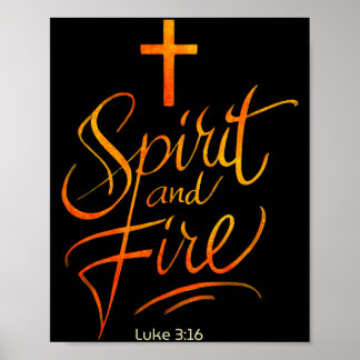 Póster Espíritu Santo y Cruz Cristiana de Fuego de Jesús,