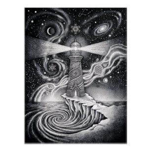 Póster Espiritual Portal Espíritu Negro y Blanco