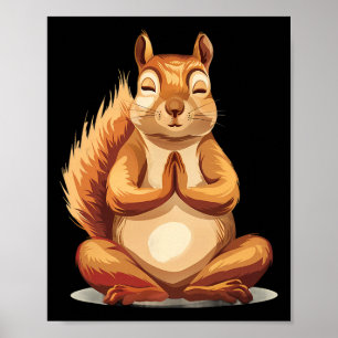 Póster Espiritualidad Ardilla Meditación Yoga Budista Ani