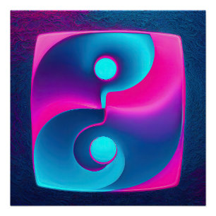 Póster Espiritualidad radiante: Vibrante Yin Yang rosa y 