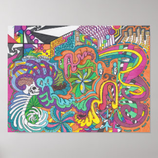 Póster Espíritus de color caen en blanco