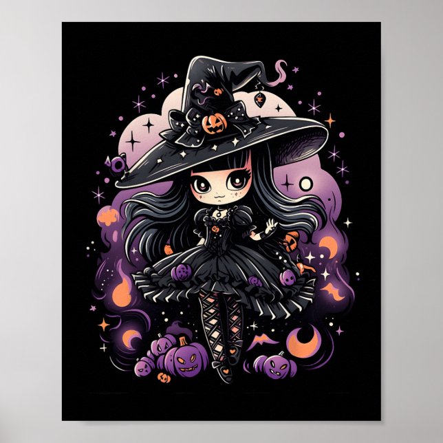 Póster Espíritus espeleados Halloween Witch Art (Frente)