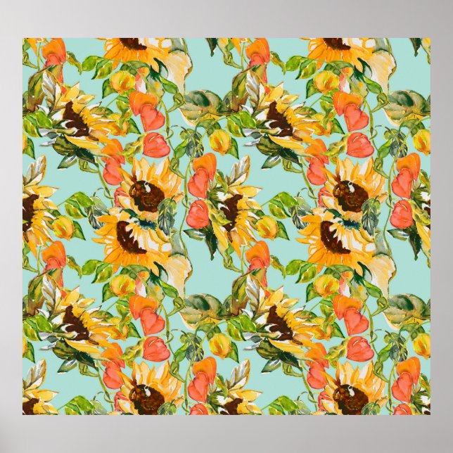 Póster Esplendor de otoño: Patrón de la naturaleza sin fo (Frente)