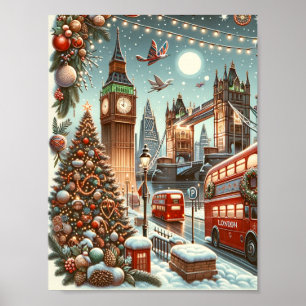 Póster Esplendor Festivo de Londres - Vibrante Tarjeta de