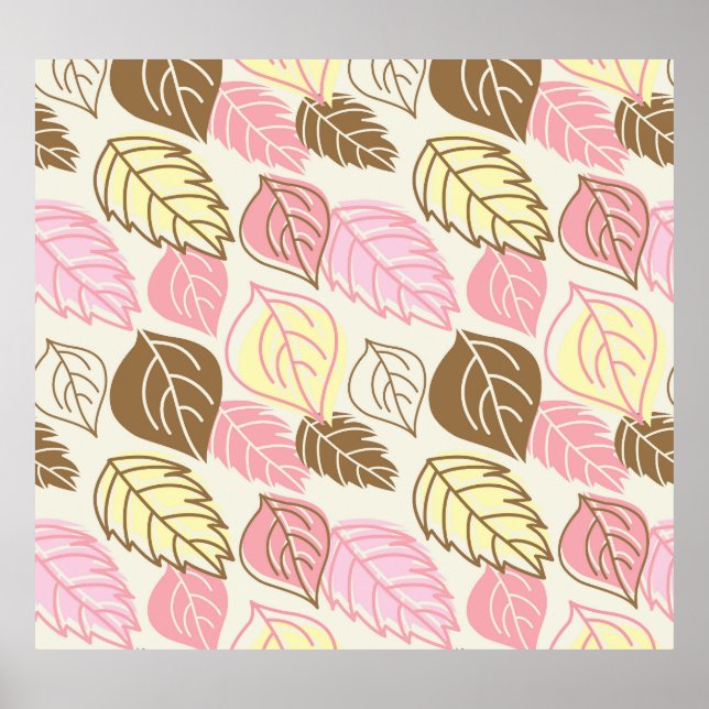 Póster Esplendor Otoño: Patrón de hojas sin foco (Frente)