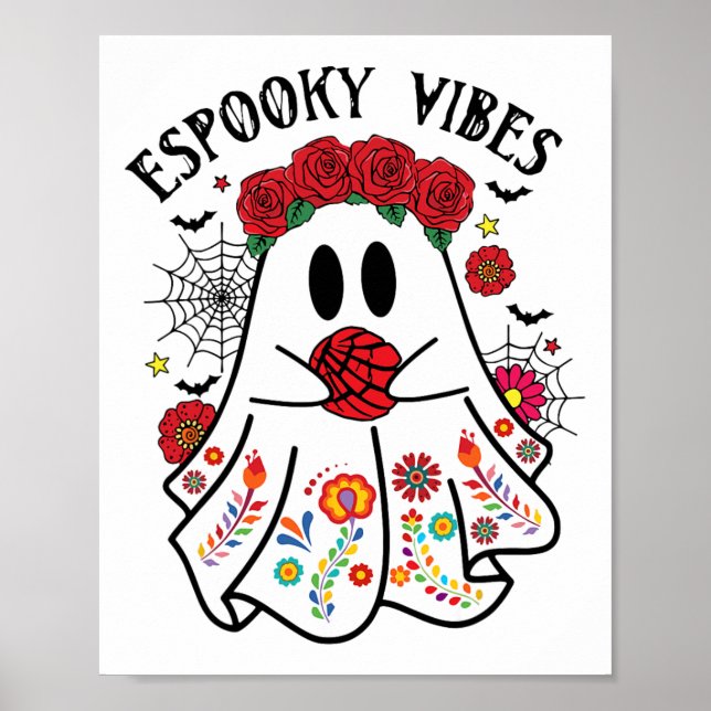 Póster Espooky Vibes Halloween Fantasma Concha Mexicana H (Frente)