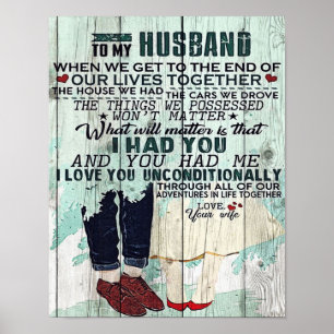 Póster Esposa A Mi Esposo Regalo   A la carta del marido 