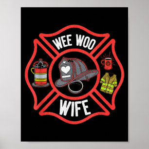 Póster Esposa de Bombero Uniforme Departamento de Bombero