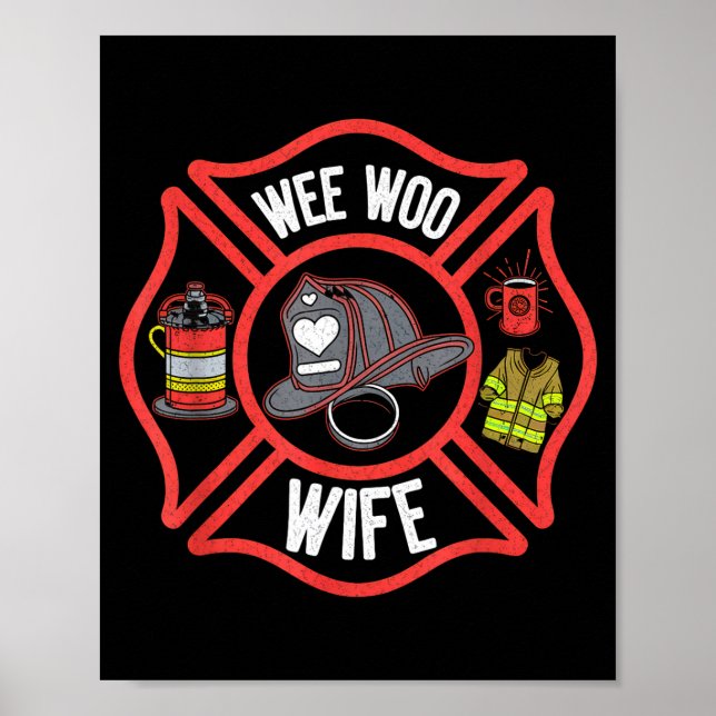 Póster Esposa de Bombero Uniforme Departamento de Bombero (Frente)