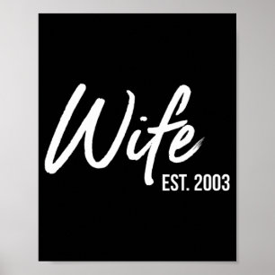 Póster Esposa del 20° Aniversario Boda Est 2003 Camiseta.