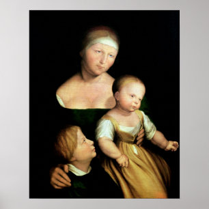 Póster Esposa e hijos del artista, 1528