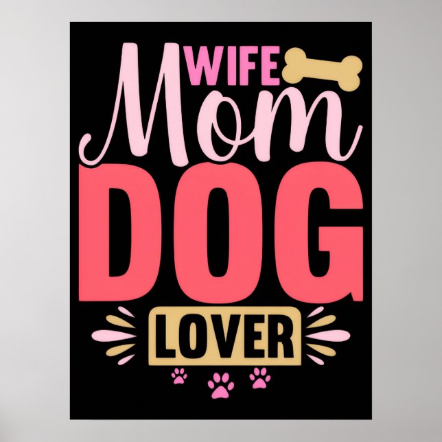 Póster esposa-mamá-perro-amante-animales-perro-saludo-cum (Frente)