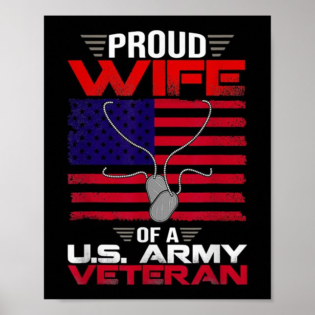 Póster Esposa Orgullosa De Un Veterano Del Ejército Estad (Frente)