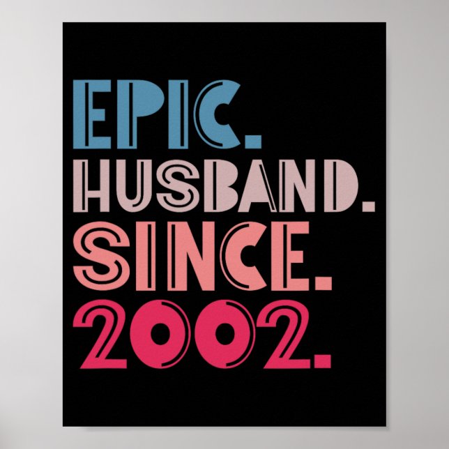 Póster Esposo épico desde 2002 20º Aniversario Boda R (Frente)