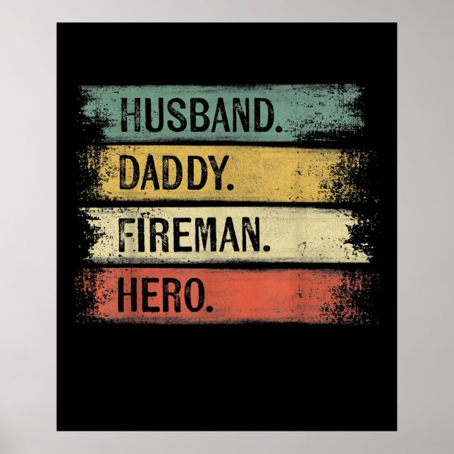 Póster Esposo masculino papá bombero héroe (Frente)