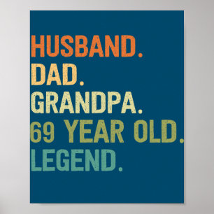 Póster Esposo papá abuelo cumpleaños 69 años 69