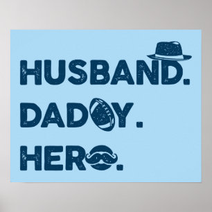 Póster  Esposo.Papá. Héroe. Gráfico retro