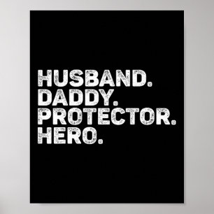 Póster Esposo Papá Protector Hero Padre Funny Vint