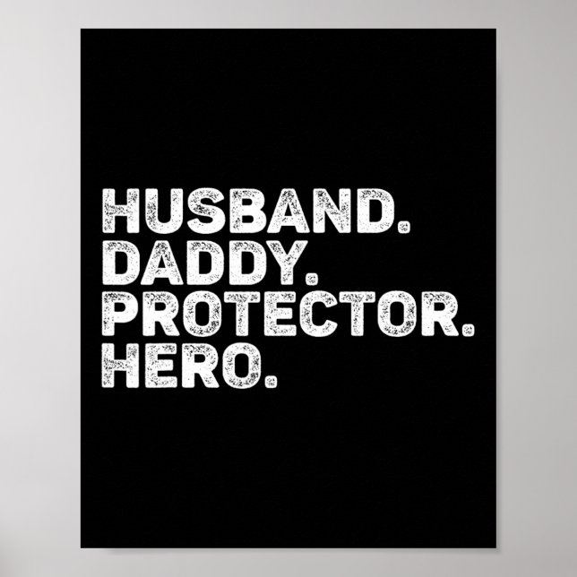 Póster Esposo Papá Protector Hero Padre Funny Vint (Frente)